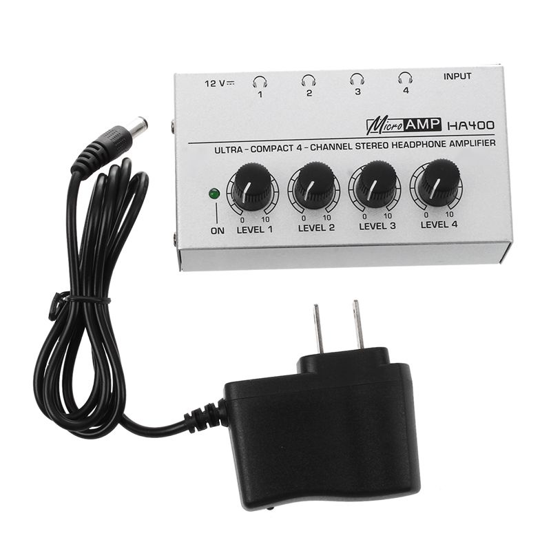 Ha400 4 kênh Tai nghe siêu nhỏ gọn Bộ khuếch đại Microamp âm thanh nổi