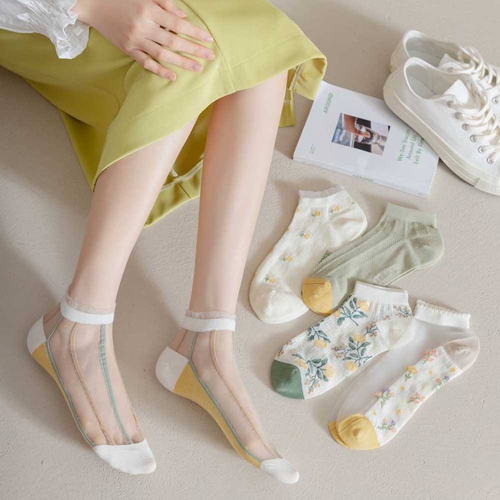 1 Đôi Tất Ren Trong Suốt Siêu Mỏng Co Giãn Cho Nữ