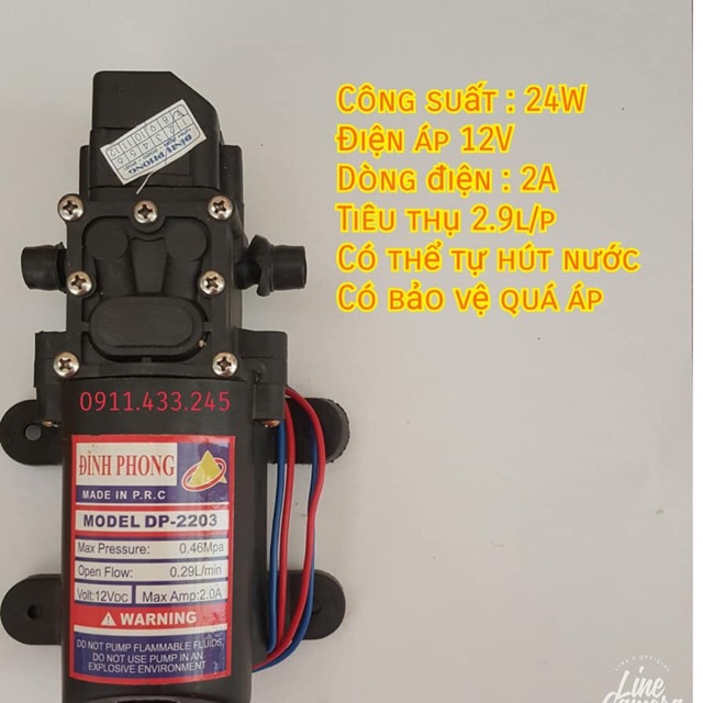 Máy bơm nước mini 12v-bơm cao áp-máy bơn tăng áp lực mini 12v