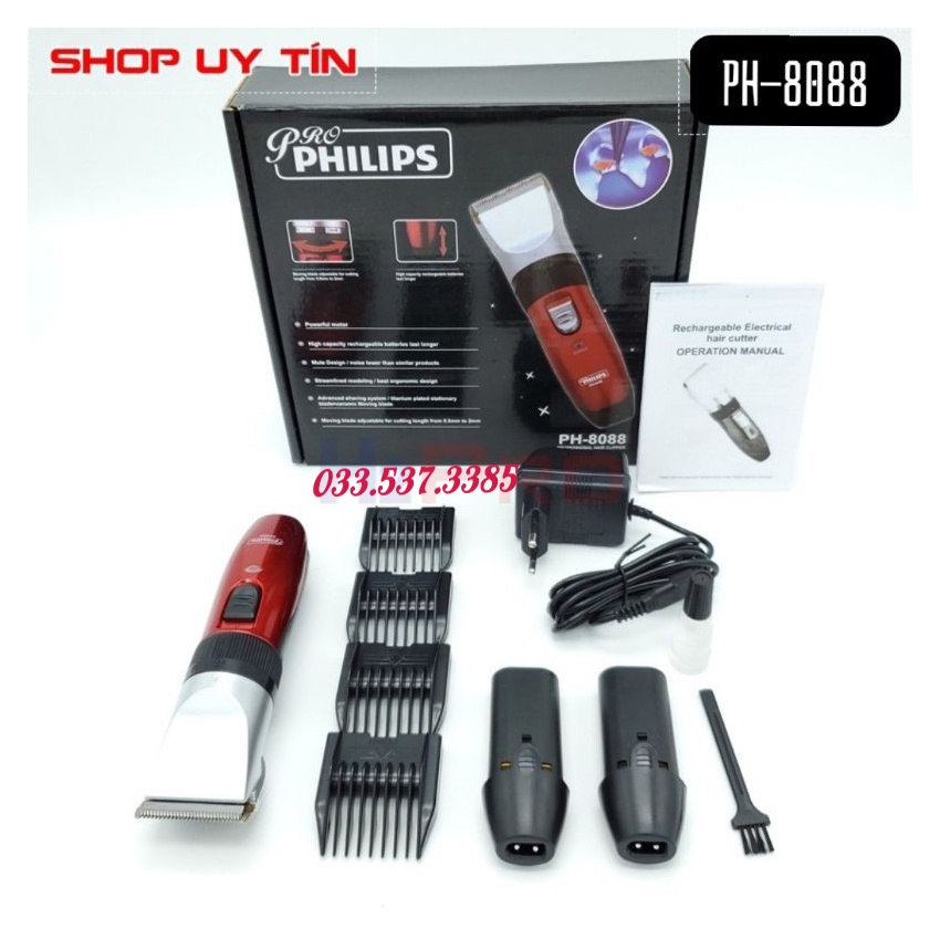 Tông đơ cắt tóc chính hãng, tông đơ cắt tóc cho bé PH 8088 bền đẹp công suất 3W