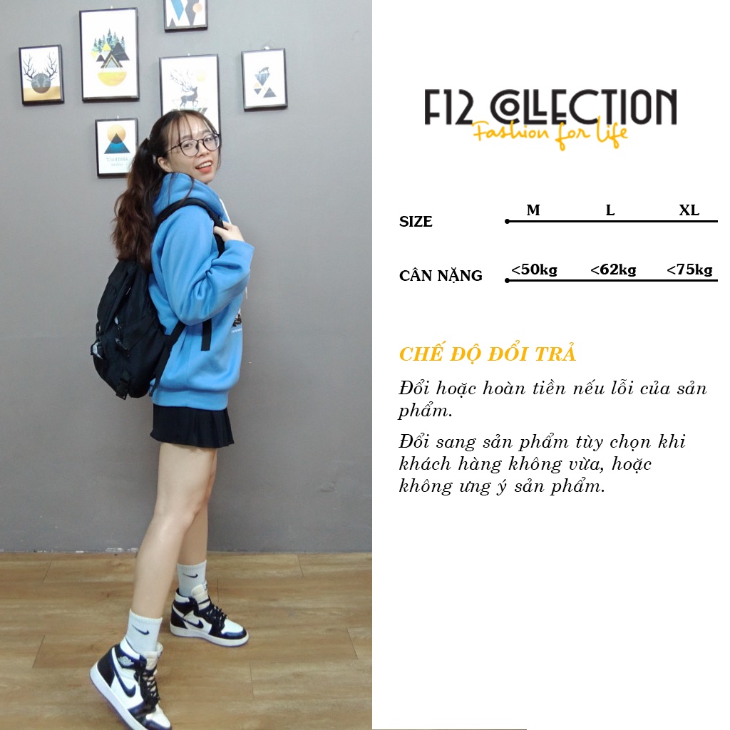 Áo hoodie nữ cute có mũ WHOOPS nỉ bông dài tay đẹp giá rẻ F12 Collection HD006