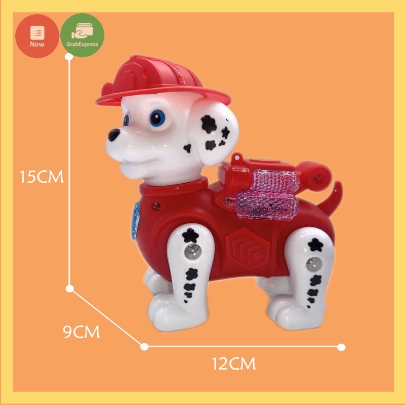 Đồ chơi biệt đội chó cứu hộ dùng pin, có nhạc, phát tiếng chó sủa, có dây cho bé dắt đi dạo