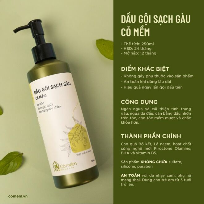 Dầu Gội Sạch Gàu An Toàn Cân Bằng Dầu Nhờn Cỏ Mềm 250ml