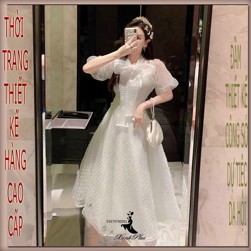 [Freeship 50K] Mẫu hottrend -Đầm xòe trắng tiểu thư công chúa vải lưới bi hàng thời trang thiết kế chất cao cấp may kỹ | BigBuy360 - bigbuy360.vn