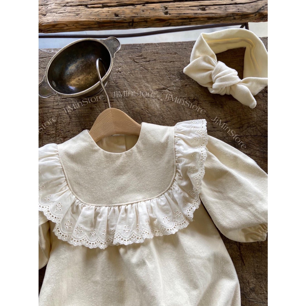 Anne Bodysuit Viền ren nội địa hàn quốc dành cho bé gái màu Đen, Trắng