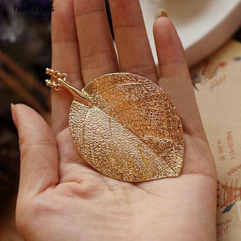 [horizons] Vòng cổ Dài Mặt Hình Chiếc Lá Vàng Duyên Dáng Lấp Lánh