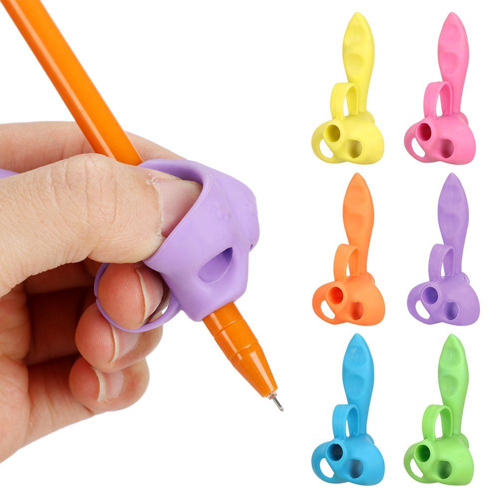 Tay Cầm Bút Chì Silicone Màu Cầu Vồng Giúp Bé Tập Viết