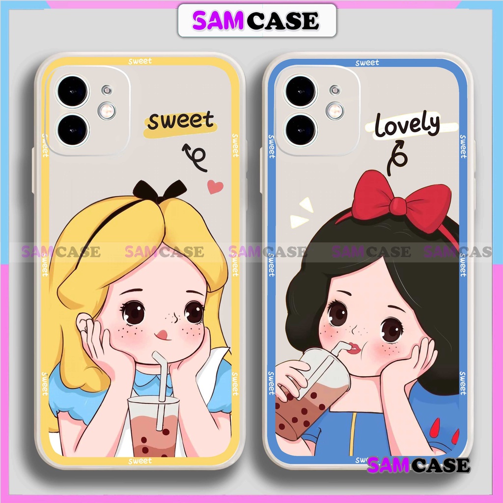 Ốp lưng iPhone Cặp đôi hình cô gái cạnh viền vuông silicon mềm dẻo cho 6/6s/7/8/X/XS/XR/11/12/13/1 Pro Plus Max cute đẹp