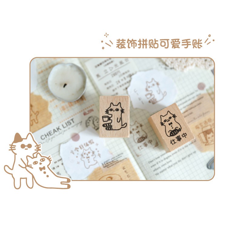 Con dấu gỗ MIAO'S LITTLE FOREST con dấu trang trí sổ tay xinh xắn nhiều chủ đề bullet journal MSP210