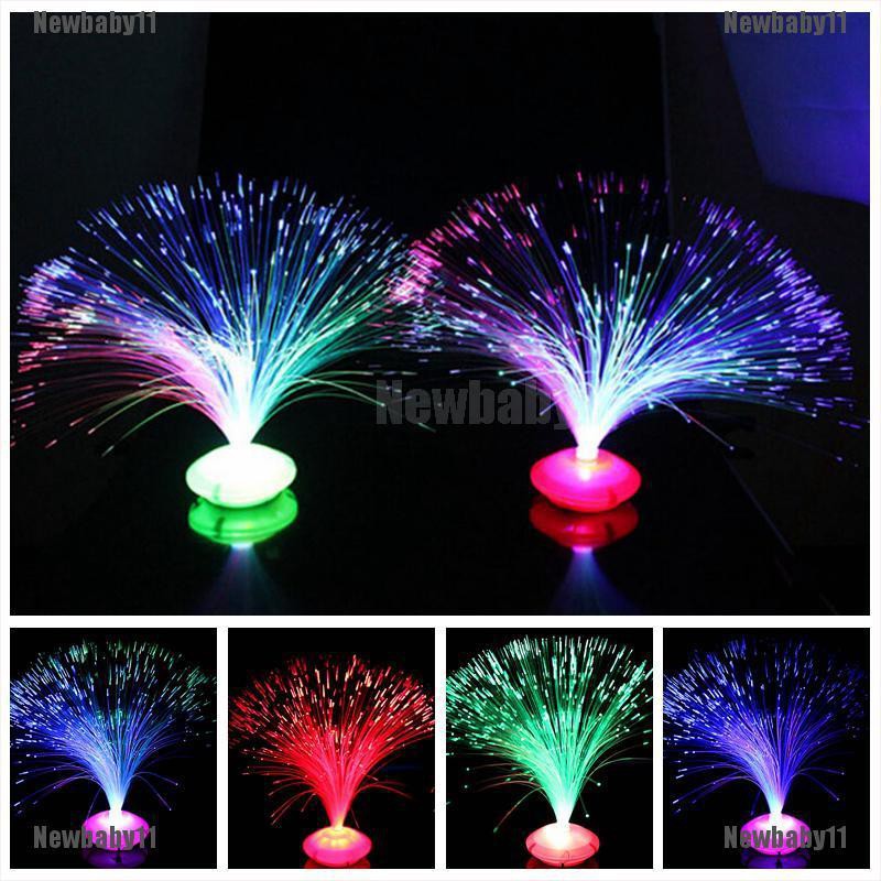 Đèn LED Sợi Quang Ánh Sáng Ban Đêm Thay Đổi Màu Sắc Kèm Giá Đỡ Dành Cho Trang Trí Nhà Cửa