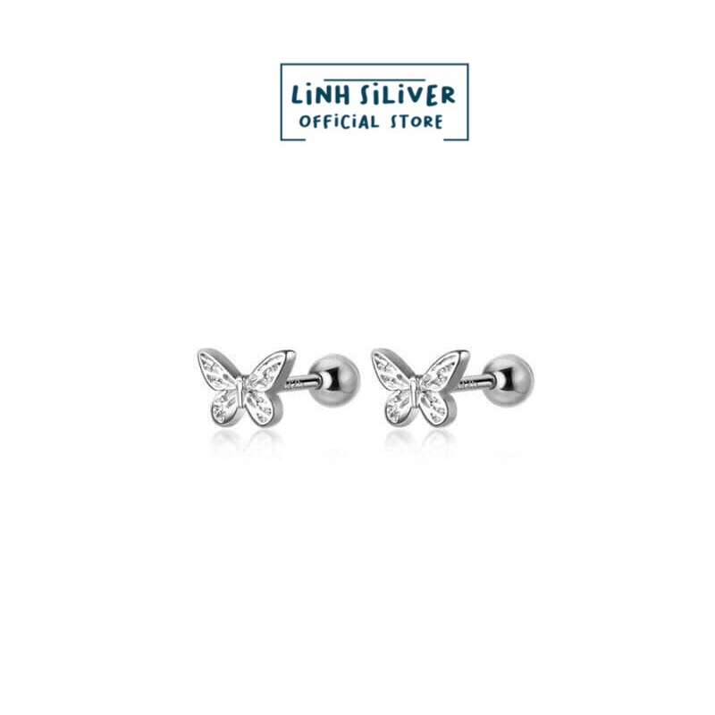 Bông tai bướm đinh chốt ren xinh xắn cho nữ- bông bạc ta