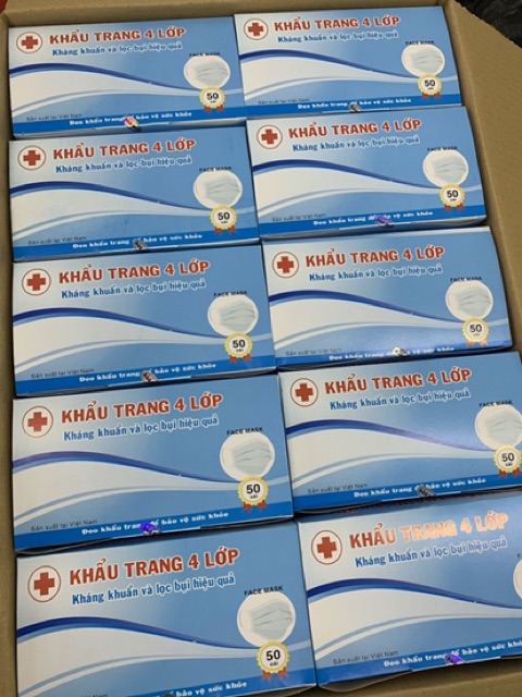 Khẩu trang ??FREESHIP?? hộp 50 cái khẩu trang 4 lớp BẢO HUY