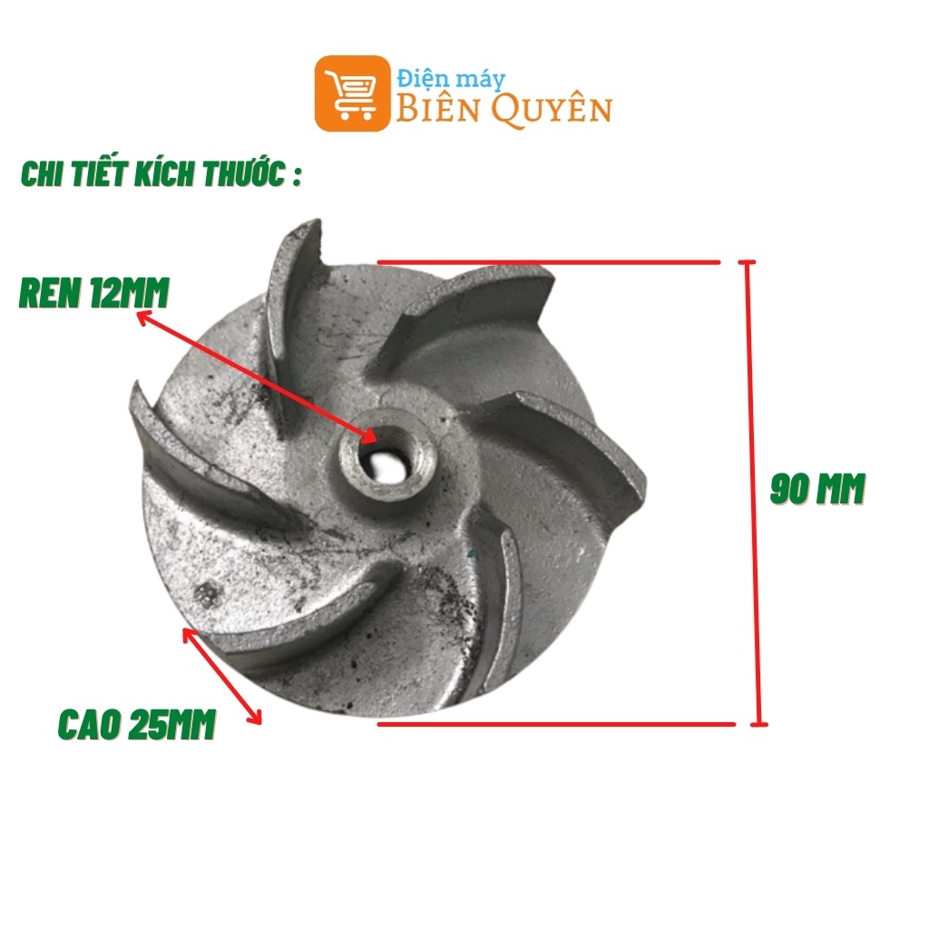 Cánh Quạt Máy Bơm Nước 1.1KW Cánh Nhôm 6 Rãnh Ren 12mm