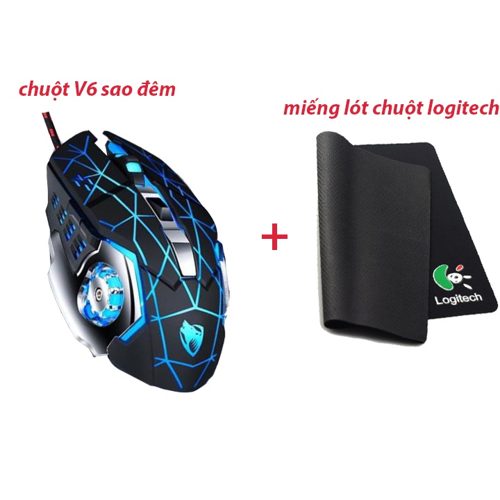 Chuột game T-Wolf V6 PRO Full Led, Chuột máy tính có dây gamming siêu nhạy 800 - 3200DPI, Đế di kim loại- BH 12 tháng