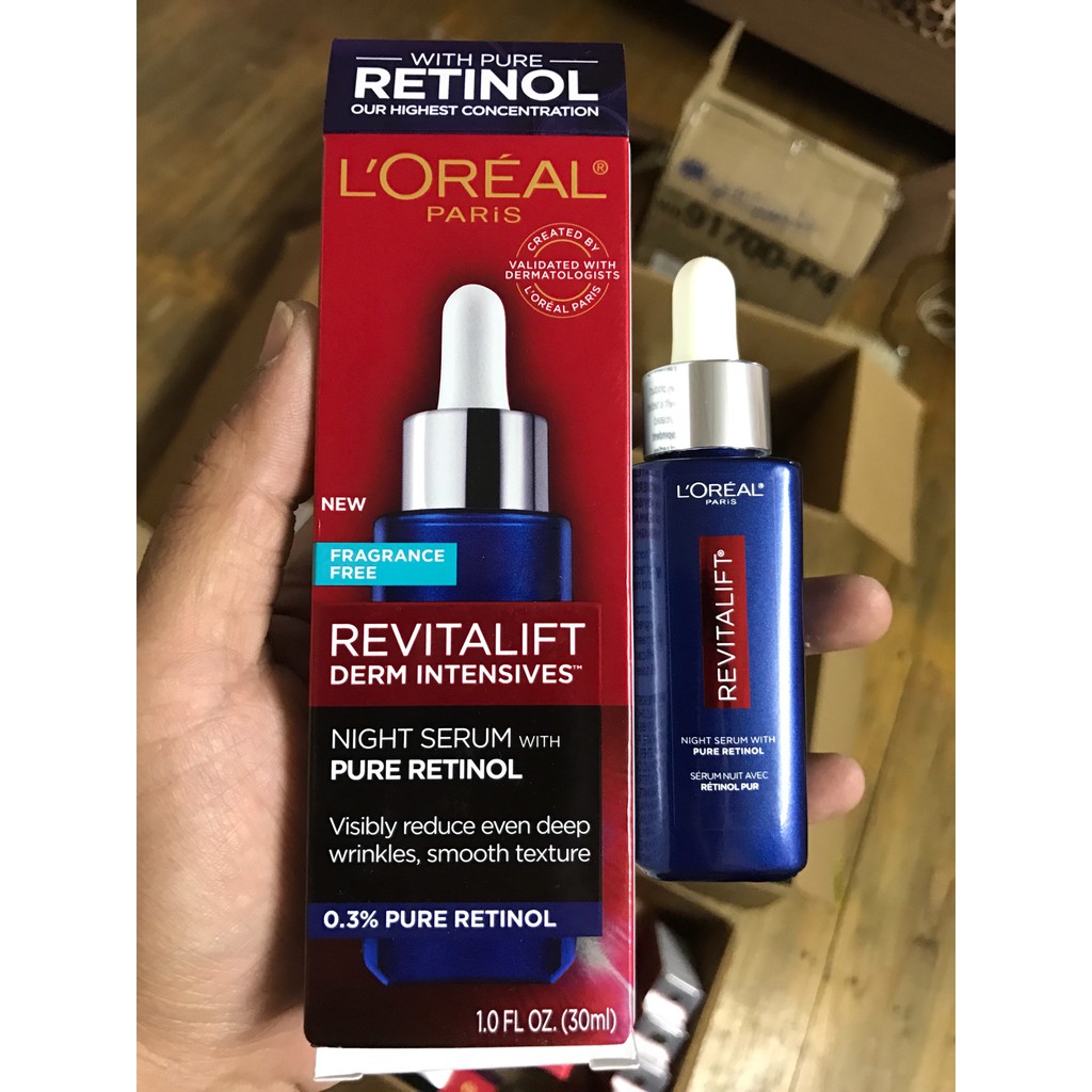 HUYẾT THANH CHỐNG NẾP NHĂN LOREAL REVITALIFT DERM INTENSIVES NIGHT SERUM PURE RETINOL 0.3% 30ML CHÍNH HÃNG - 8176