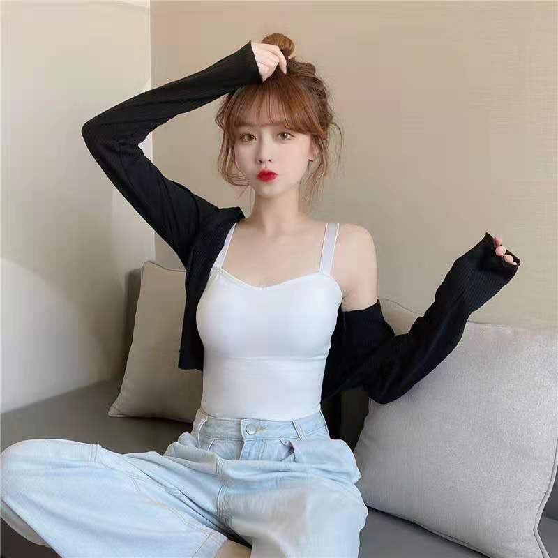 Áo Bra Nữ 2 Dây Gân Tăm Dáng Dài Có Mút Nâng Ngực Dây Bản To Điều Chỉnh Siêu Hot BR828