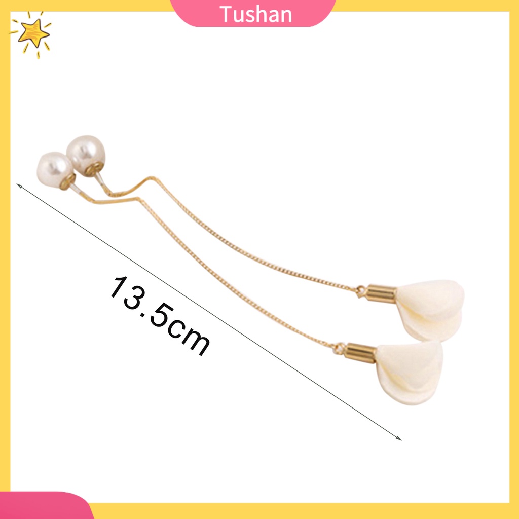 Bông tai hoa gắn ngọc trai giả sang trọng