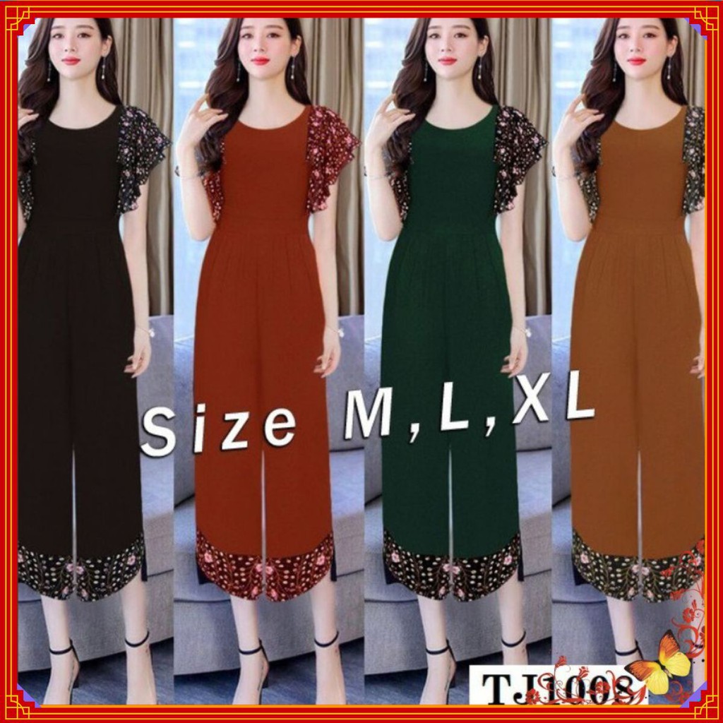 Bộ Jum 💝FREESHIP💝 Jumsuit ống suông tay bèo phối họa tiết hoa xinh xắn J1008