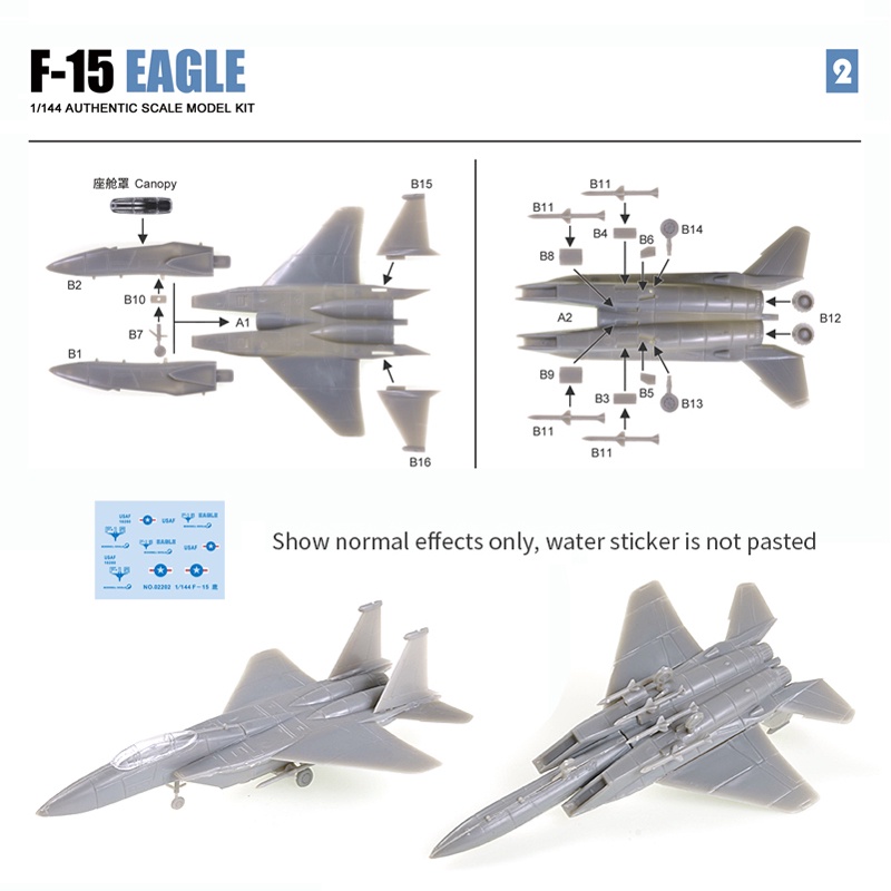 Mô hình máy bay chiến đấu USA F14 Tomcat F15 F-4E tỉ lệ 1/144