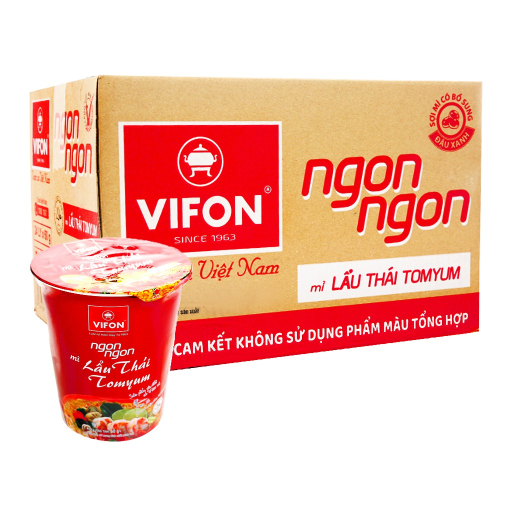 THÙNG 24 LY MÌ LẨU THÁI TOMYUM VIFON NGON NGON 60G