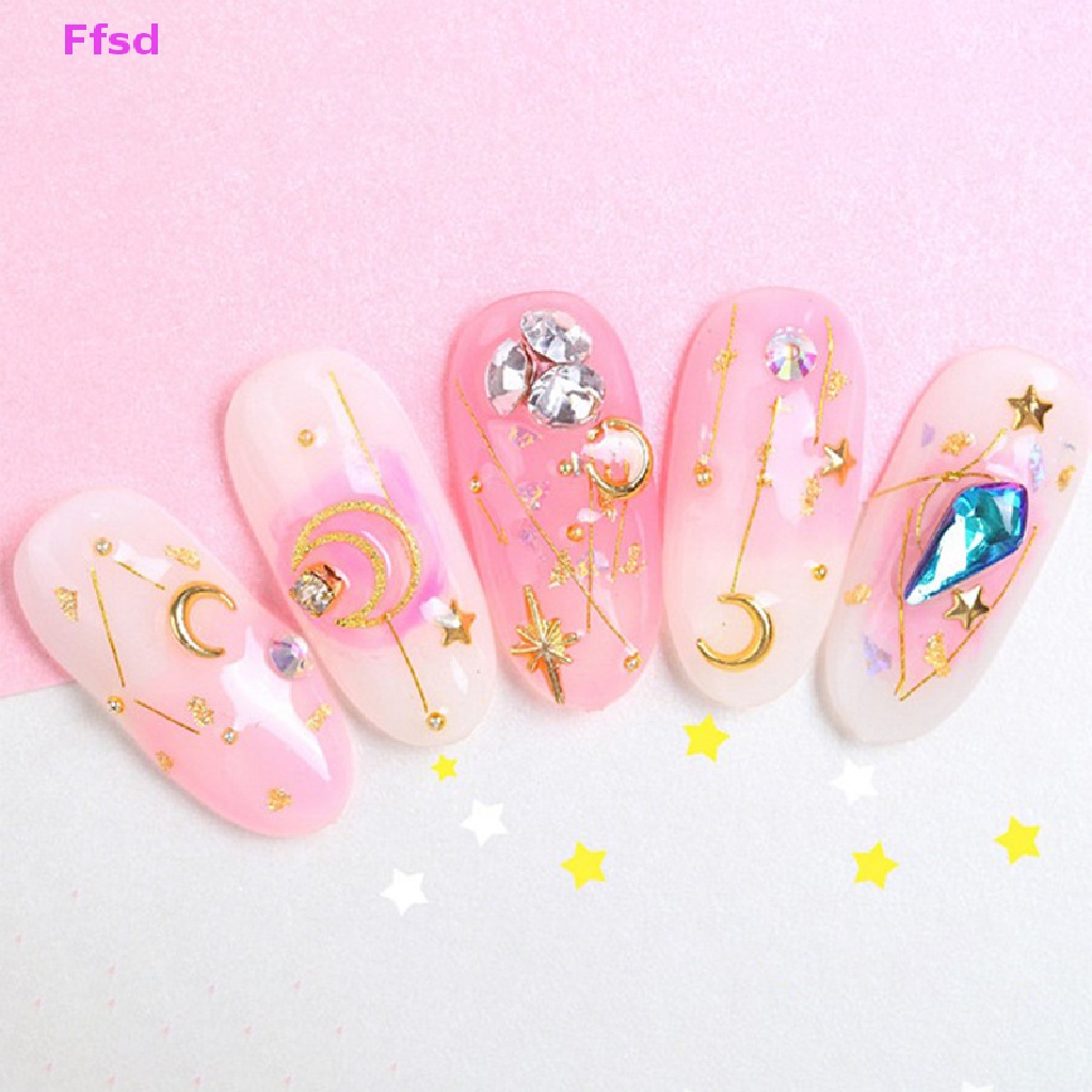 {Ffsd} Hàng Mới Về Đinh Tán Và Trăng Sao Trang Trí Móng Tay Nghệ Thuật Màu Vàng Kim Tuyến * Bán Chạy
