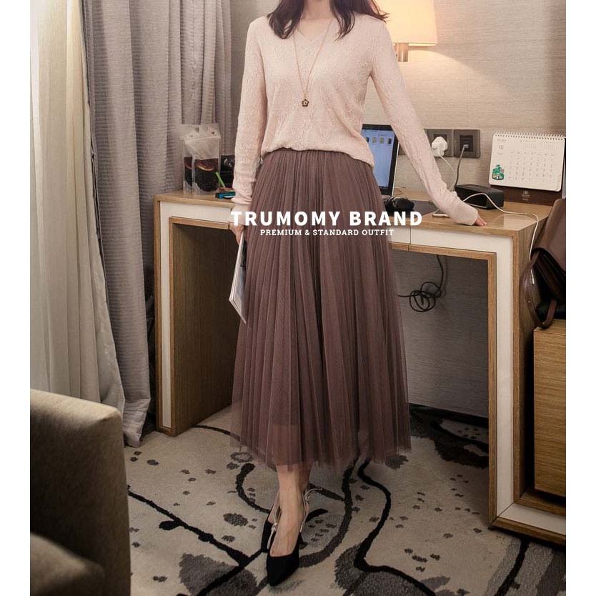 Chân váy xếp ly xòe công sở Quảng Châu( 3 lớp, ren mềm mịn, dập ly, cạp vải) Trumomy (CV22) | BigBuy360 - bigbuy360.vn