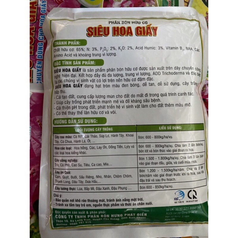 Phân bón chuyên dùng cho Hoa Giấy (túi 700gr) Phân bón hữu cơ Siêu Hoa Giấy,hàng sẵn kho