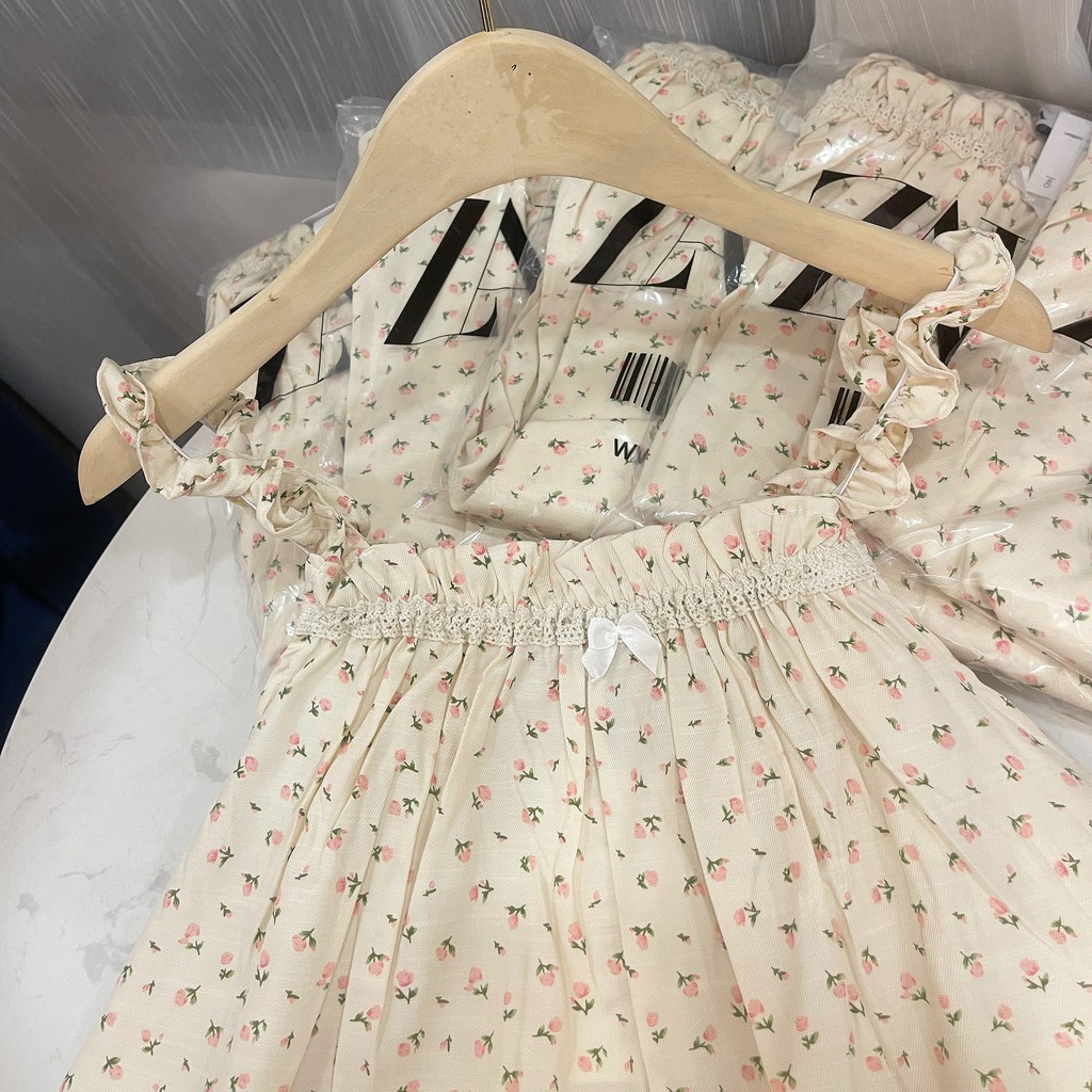 Bộ Hai Dây Hoa Nhí Set Bộ Ngủ 2s Hoa Nhí Dây Bèo Vải Thô Viền Ren Siêu Xinh | BigBuy360 - bigbuy360.vn