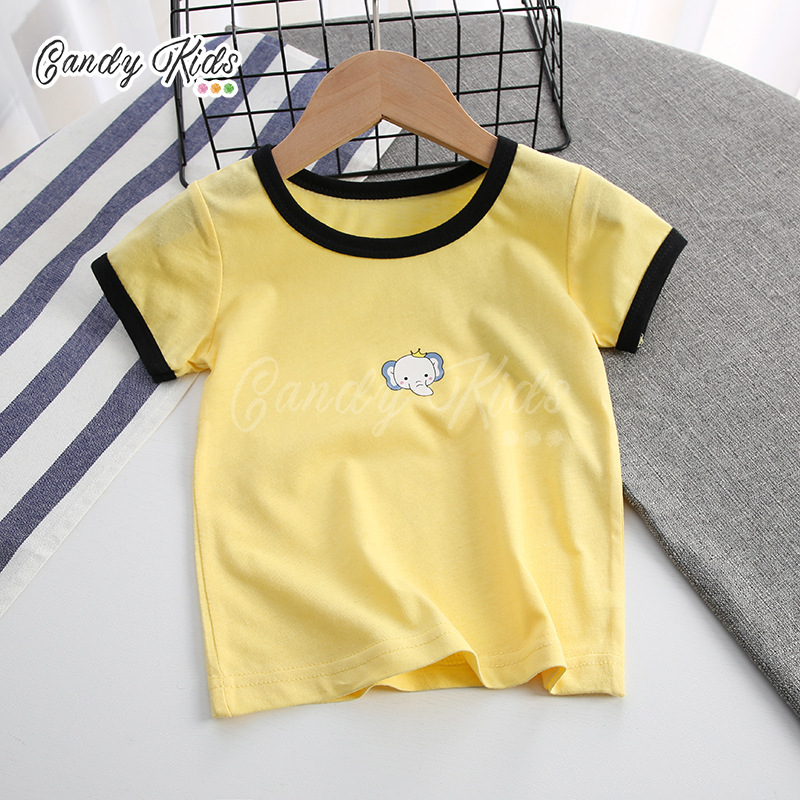 Áo Thun Tay Ngắn Chất Cotton Hoạ Tiết Hoạt Hình Cho Bé 1-7 Tuổi