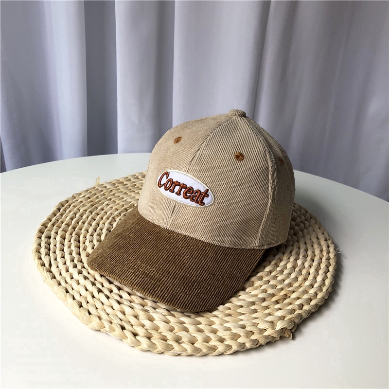 Personality creative children's baseball cap letters fashion casual new corduroy children's cap