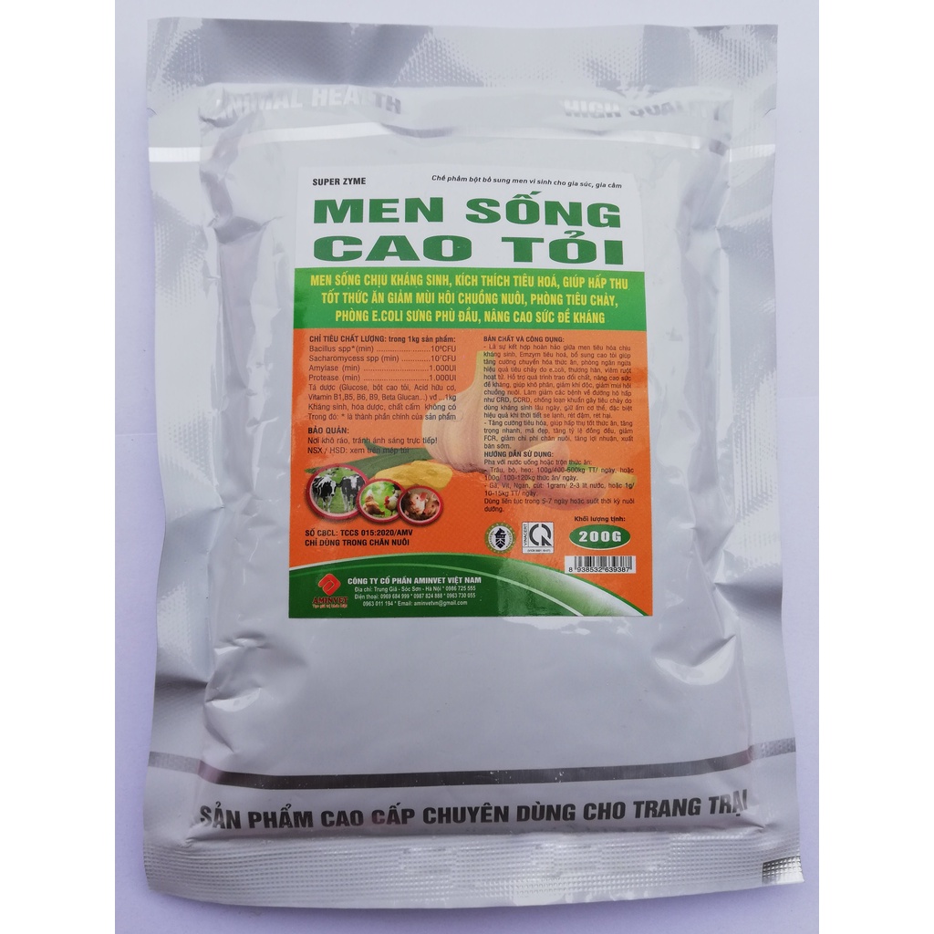 1 gói Men sống Super Zyme Cao tỏi 200g giúp hấp thu tốt thức ăn, giảm mùi hôi chuồng nuôi