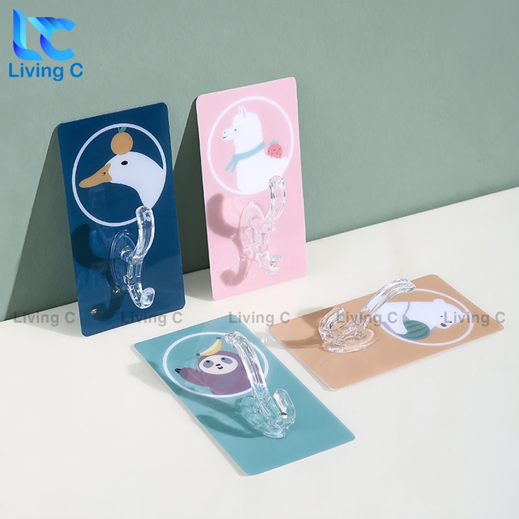 Móc dán tường chịu lực siêu dính Living C, móc treo quần áo dán tường bigsize họa tiết dễ thương _MQA