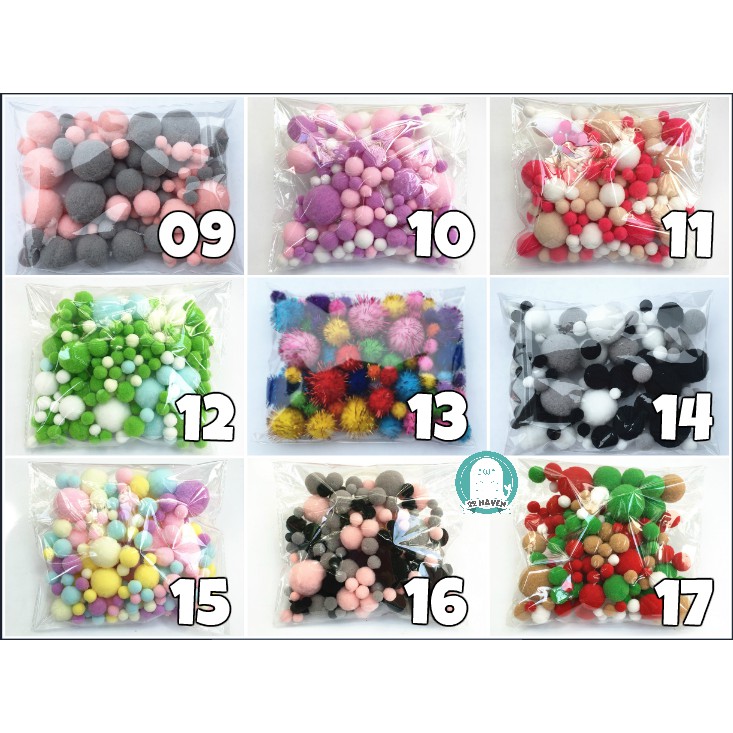 Pompom trang trí Itabag ♡ Túi ~50 bông nhiều kích thước