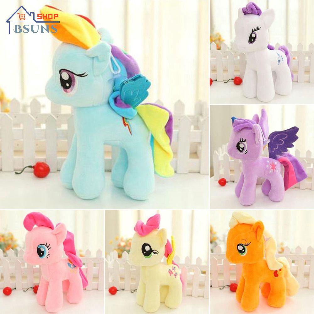 Ngựa pony nhồi bông 25cm chất liệu cotton PP màu cầu vồng dễ thương chất lượng cao