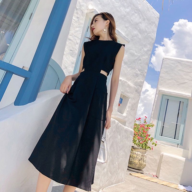 Đầm dài không tay ôm eo tùy chọn màu sắc thời trang quyến rũ cho nữ