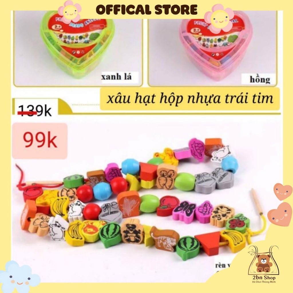 Xâu hạt hộp nhựa trái tim