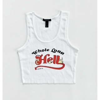 Áo thun balo trắng crop top f21