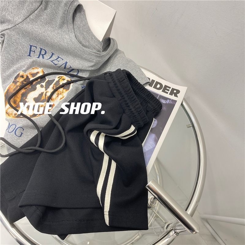 Quần Short Thể Thao Lưng Cao Ống Rộng Phong Cách Retro Mỹ