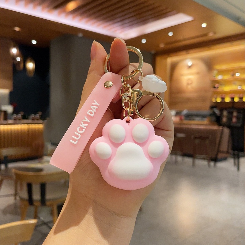 Móc Khóa Silicon Hình Dấu Chân Chó Mèo Hoạt Hình Dễ Thương