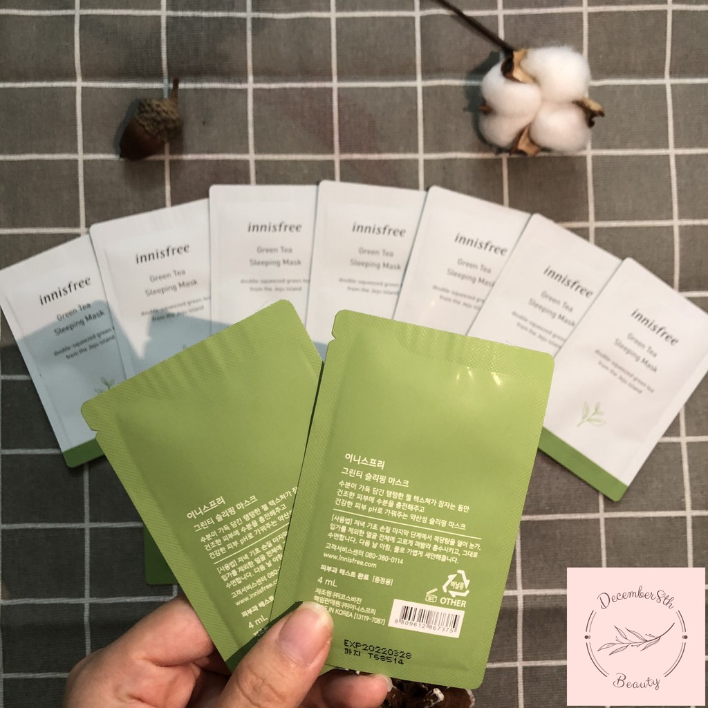 Sample Mặt Nạ Ngủ Tái Tạo Tế Bào Da Chiết Suất Từ Trà Xanh Tươi Innisfree Green Tea Sleeping Mask 4ml