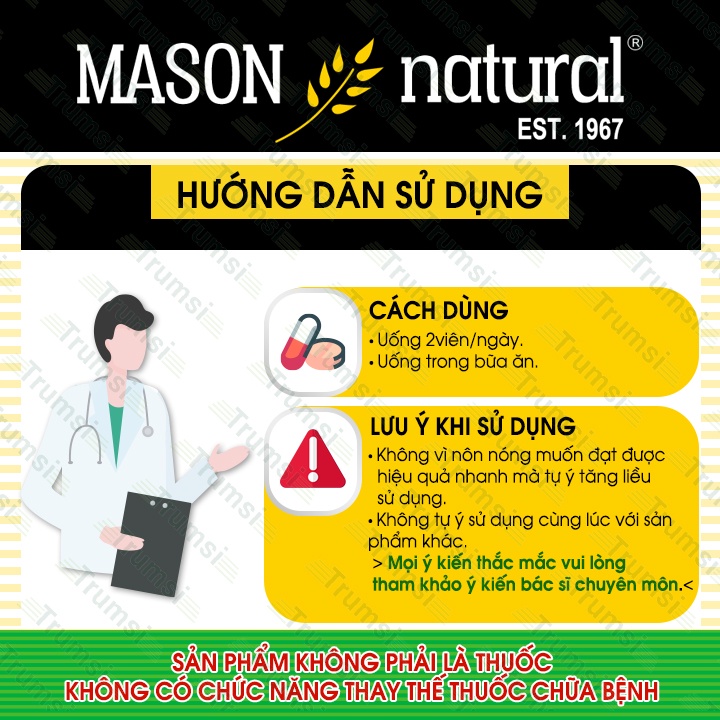 Viên uống Mason Natural Cinnamon 1000mg hỗ trợ chuyển hóa đường giúp ổn định đường huyết và giảm cholesterol hiệu quả