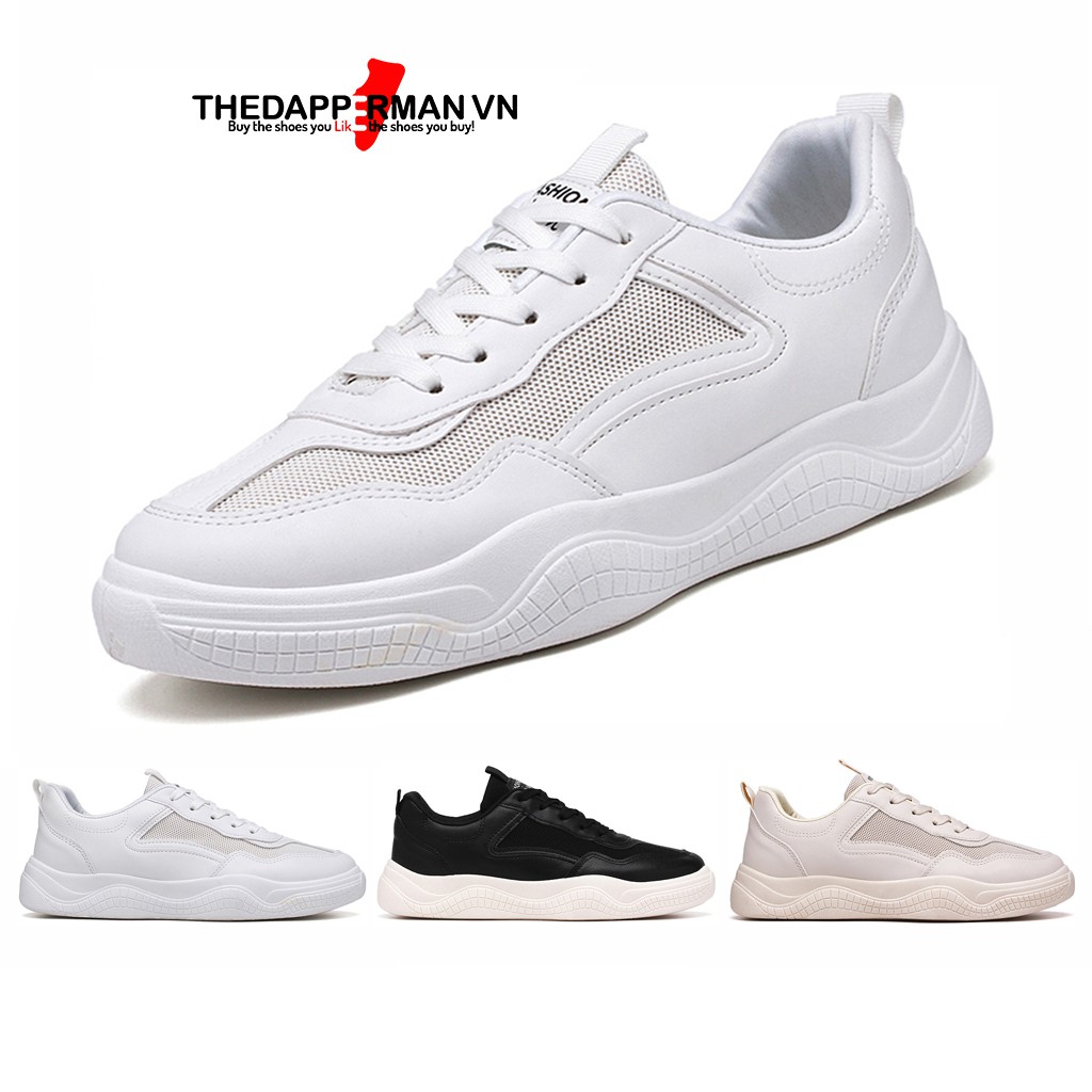 Giày sneaker nam thể thao THEDAPPERMAN CS02 chất liệu da, đế cao su nhiệt dẻo, êm chân, chống trơn trượt, màu trắng