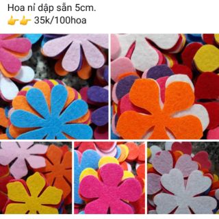 Hoa vải nỉ 100 bông các loại 5cm