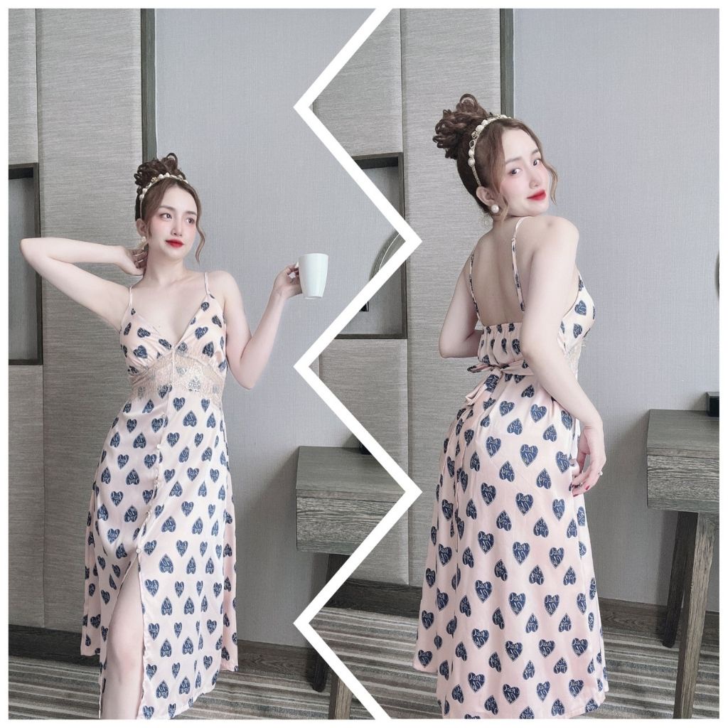 Váy ngủ sexy ❣️FREE SHIP❣️ Đầm ngủ sexy lụa Latin Chất Siêu Mát Dáng Siêu Xinh &lt; 60KG