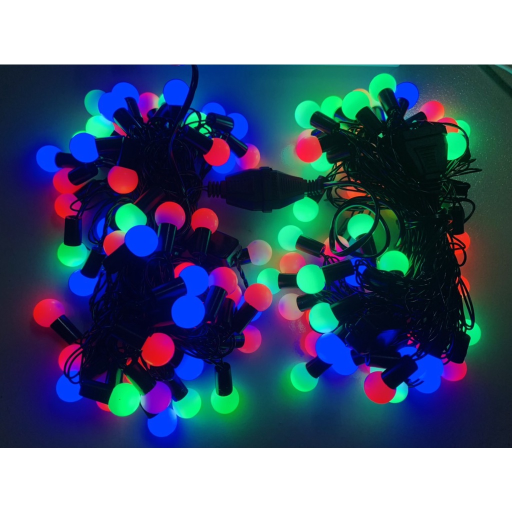 Dây Đèn Xài Điện Dài 10 Mét 52 Bóng Đèn Tròn Cherry Ball Đổi Màu Chớp Nháy Decoration String Led light