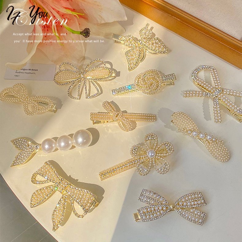 Kẹp tóc nữ AY nhiều kiểu dáng đính ngọc trai thời trang