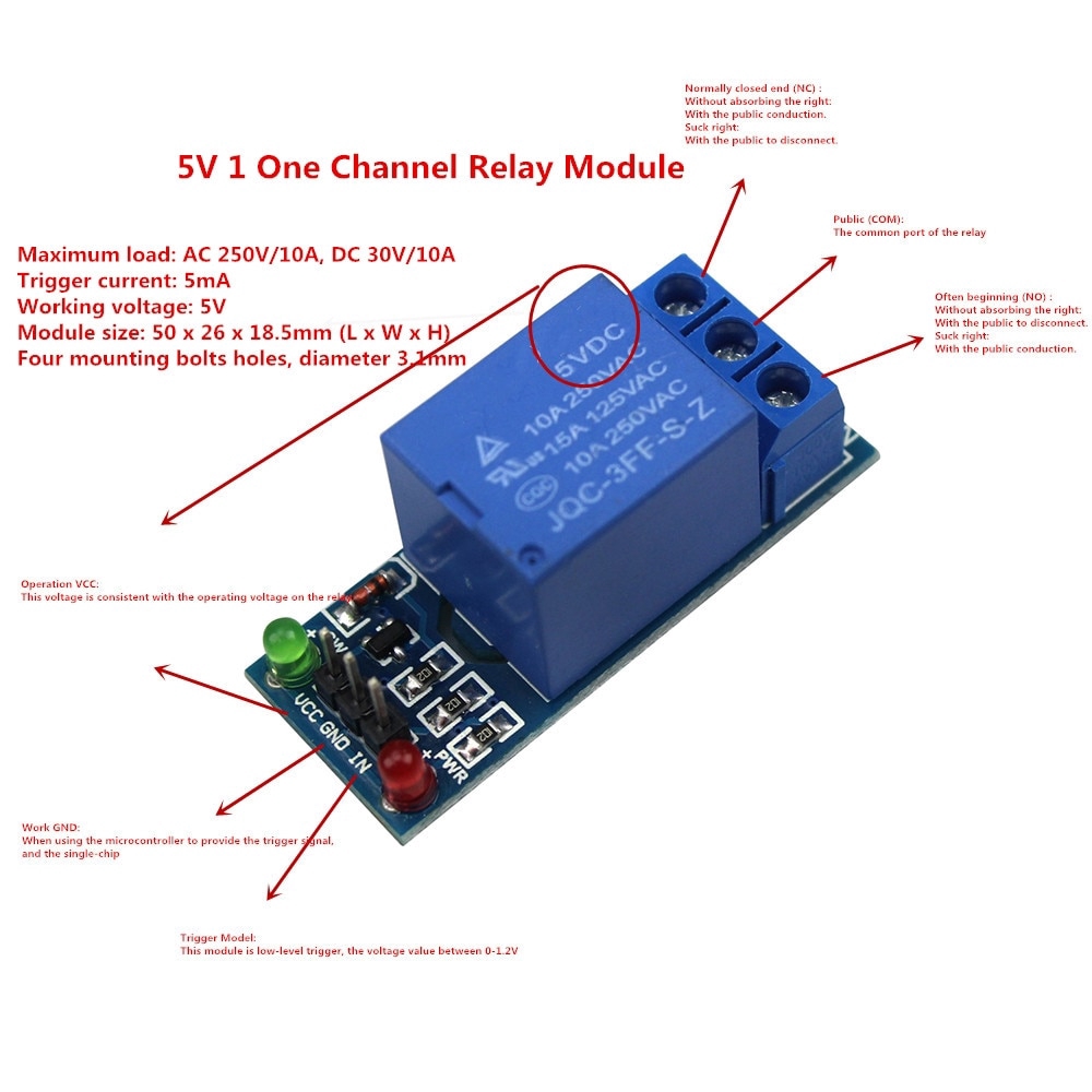 5V 1 One Channel Relay Module Low Level for SCM Household Appliance Control for arduino DIYKit | WebRaoVat - webraovat.net.vn