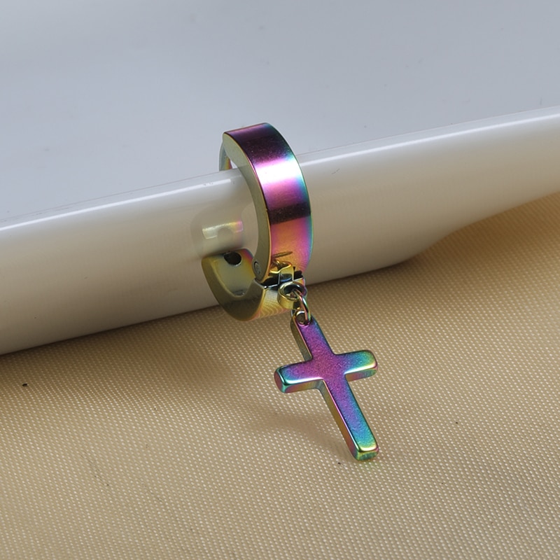 Khuyên Tai Nam Nữ Hình Chữ Thập Phong Cách Hip Hop