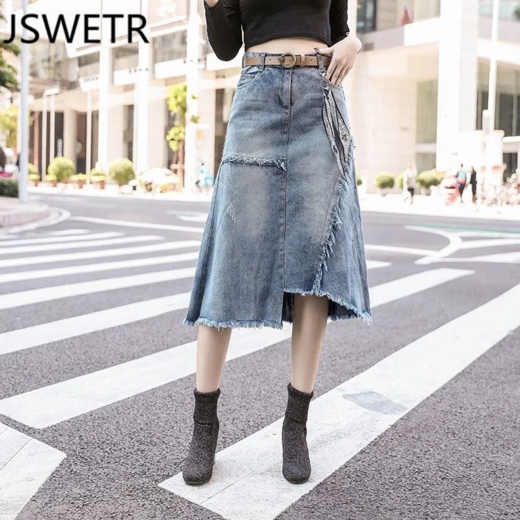 Chân Váy Denim Lưng Cao Siêu Đẹp Nước ngoài