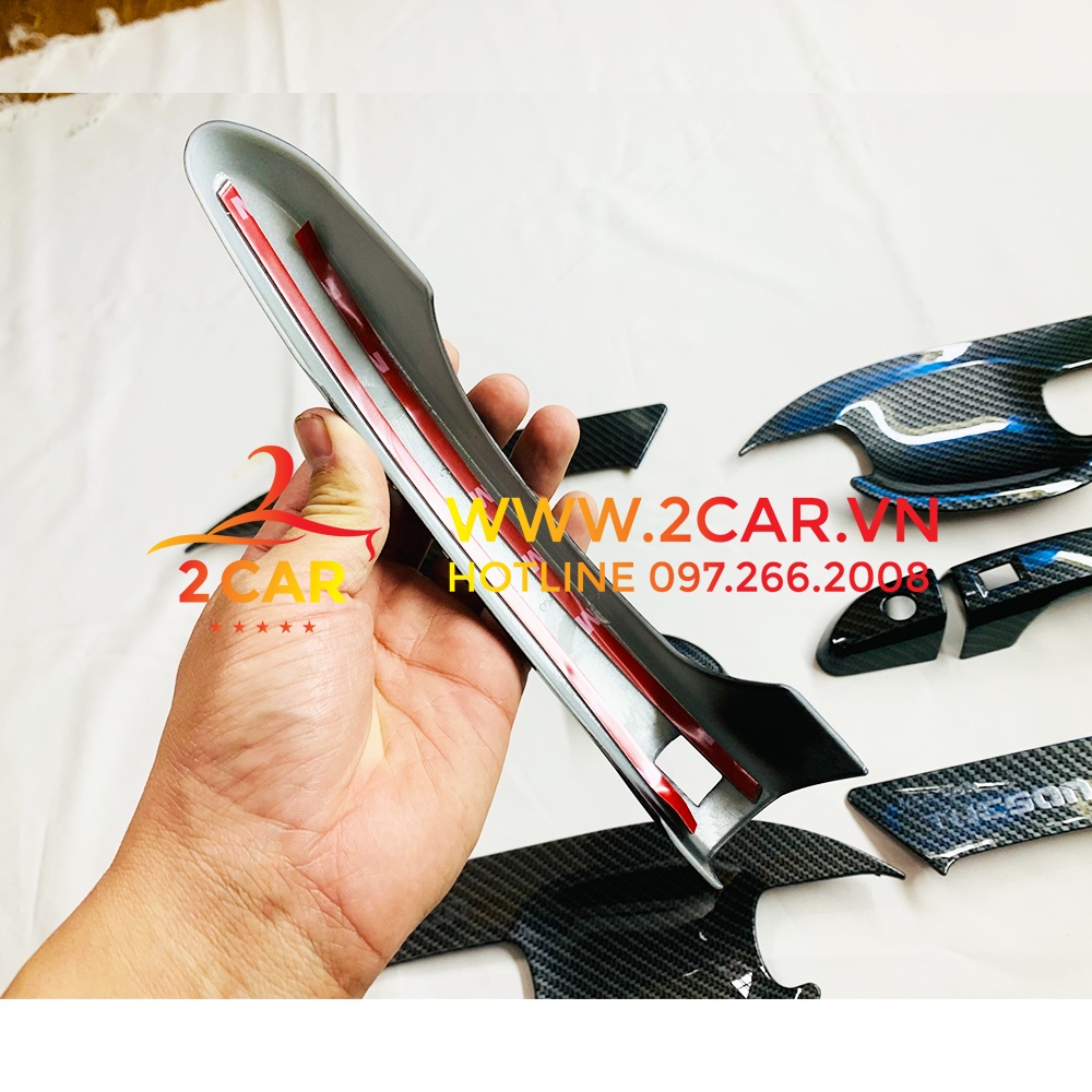 Ốp tay nắm, hõm cửa cacbon xe Tucson 2016- 2021 vân carbon cao cấp